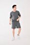 100% Cotton Loose Fit Elastic Waist Loose Fit Short Shorts Dark Gray - 4