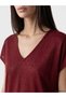 Lcw Everyday Burgundy V-Neck Women's T-Shirt - 3