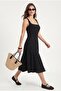 Women's Keyli Lined Scallop Embroidered Sleeveless Woven Midi Black Dress - 2