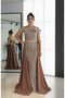 Women's One-Shoulder Stone Embellished Cape Evening Dress