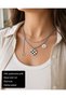 316L Stainless Steel Black and White Heart Figured Layered Women's Necklace