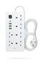 5 Metre White Extension Board 6 Sockets 3 USB & Type-C, 2500W, 10A, Surge Protection