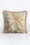 Floral Motif Magnolia Fringed Pillowcase - Natural Floral Beige Cream Mink Tassel Throw Pillow Cover - 7