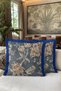 Vintage Floral Elegant Motif Fringed Pillowcase - Bohemian Blue Navy Tassel Throw Pillow Cover - 4