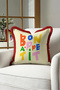 Pop Art Colorful Typographic Fringed Pillowcase - Cheerful Lettering Burgundy Tassel Throw Pillow Cover - 7