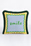 Smile Striped Sun Motif Fringed Pillowcase - Cheerful Summer Blue Black Tassel Throw Pillow Cover - 2