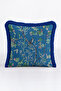 Exotic Bird Botanical Fringe Pillowcase - Tropical Garden Green Navy Blue Tassel Throw Pillow Cover