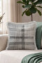 Plaid Silver Stylish Fringed Pillowcase - Abstract Geometric Scandinavian Grey Cream Tufted Throw Pillow Cover - 3