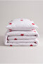 Red Heart Patterned Single Duvet Set |   1 Piece Quilt 155X215 Cm, 1 Piece Pillowcase 50X70 cm |   Padded, Soft, Cotton Set - 3