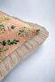 Exotic Bird Botanical Fringe Pillowcase - Elegant Spring Salmon Green Mink Tassel Throw Pillow Cover - 8