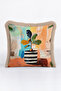 Abstract Botanical Striped Vase Artistic Fringed Pillowcase-Painting Orange Cream Tassel Throw Pillow Cover - 4