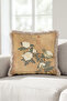 Floral Patterned Peony Motif Fringed Pillowcase - Far East Beige Mink Tassel Throw Pillow Cover - 7