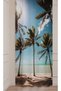 Summer Beach Flamingo Palm Lemon Watermelon Sun Fruit Hello Summer Patterned Colorful Digital Printed Background Curtain