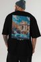 Trevi Fountain Italy Black Oversize Country City Back Printed Unisex T-Shirt 100% Cotton Premium - 6