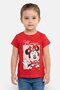 Toddlers Girl Crew Neck Short Sleeve Mickey Minnie Print T-Shirt, Red