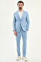 Gray Slim Fit Mono Collar Pocket Trousers Drawstring Men's Suit Blue - 45434.26Y - 3
