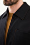 Straight Slim Fit Shirt Collar Zippered Punto Stitched Men's Coat Black - 39659.26Y - 2