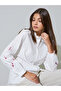 White Embroidered Button Front Blouse