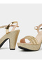 Gold Glitter Platform Block Heel Sandals - 3