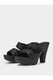 Black Double Strap Platform Mules - 2