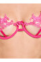 Pink Floral Embroidered Wired Bra And Thong Lingerie Set - 3
