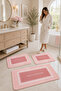 Non-Slip Based Washable 3-Piece Plain Pink Bath Mat and Toilet Set – Modern Bathroom Rug - 2