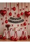 Red Birthday Decoration Set Happy Birthday Banner Heart Foil Balloon Ribbon Bow Party Decor