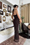 Halter Neck Jacquard Dress - 2