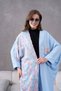 Women's Floral Embroidered Kimono Top and Bottom Set - 6