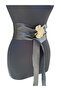 Blythe Leaf Buckle Black Leather Obi Belt - 3
