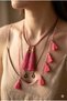 Handmade Pink Tasseled 2-Row Special Design Necklace