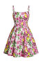 Patterned Strappy Mini Dress Pink