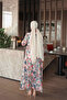 Petrol Blue Half Buttoned Layered Skirt Dress with Elastic Sleeves - 4