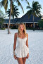 Women's Cream Corseted Striped Mini Dress 5424 - 3
