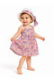 Baby Girl Floral Patterned Strappy Summer Dress and Hat Set 100% Cotton Daily Use 2-Piece Set - 2