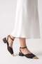 Women's Brown Lace-Up Thick Short Heeled Shoes with Gold Accessories Seferie - 2