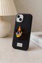 iPhone 15 Compatible Leather-Look Silicone Cover with Embroidered Hat and Dog Figure - 3