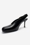 Flaris Black Leather Women's Heeled Shoes - 6