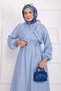 Ruffle Detailed Belted Dress Baby Blue - 2