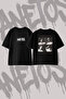 Ariana Grande_77 Design Back Printed Cotton Black Oversize T-Shirt