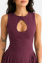 Gabardine Fabric Sleeveless Drop Collar Button Detailed Midi Dress - Plum - 3