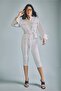 Fitted High Collar Polka Dot Poplin Long Sleeve Ecru Shirt I4905Ax26Au - 2