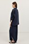 Navy Blue Lace Embroidered Women's Trousers - 2