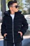 Boys' Black Fur Lined Detachable Hooded Nova Winter Coat Km4014 - 6