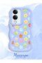 Vivo Y19 Compatible Case Camera Protector Blue Silicone Couple Phone Case Floral Pattern - 2