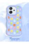 Oppo Reno 14F Compatible Case Camera Protector Blue Silicone Couple Phone Case Floral Pattern - 2