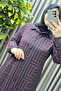 Women's Clothing Plus Size Space Fabric Maze Pattern Buttoned Shirt Dress - 5