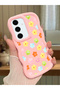 Samsung Galaxy S24 Fe Compatible Case Camera Protector Pink Silicone Couple Phone Case Floral Pattern