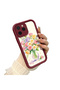 iPhone 11 Pro Compatible Case Camera Protector Burgundy Silicone Couple Phone Case Floral Pattern - 2
