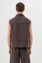 Brown Lyocell Blend Crop Fit Sleeveless Men's Shirt - 3